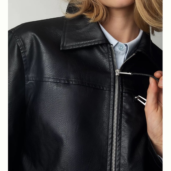PILCRO by ANTHROPOLOGIE Faux Leather Crop Moto Jacket, NWT, Black, Size XXS - Picture 4 of 6